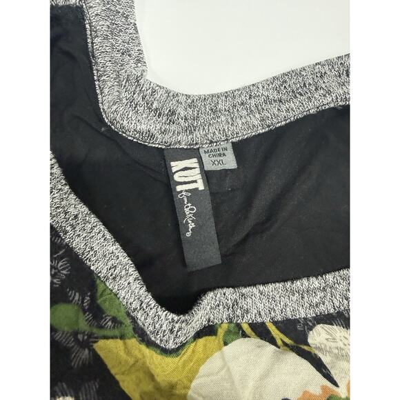 Kut From The Kloth Long Raglan Sleeve Floral Top Blouse Size XXL - Picture 6 of 7